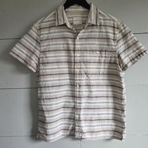 American Eagle Outfitters Men's Striped Cotton Button-Up Shirt M Short Sleeve